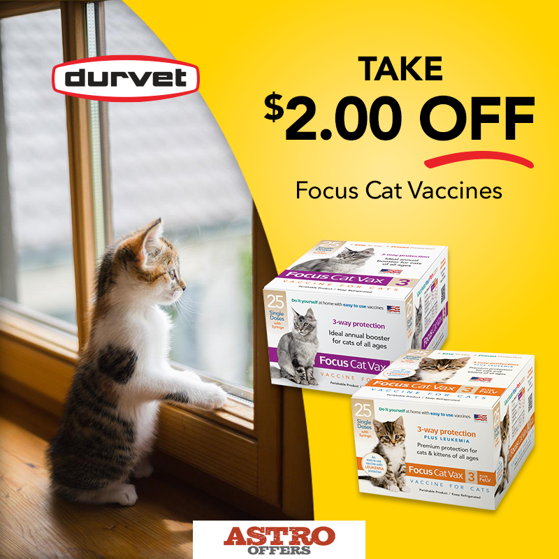 $2 Off Durvet Focus Vaccines for Cats