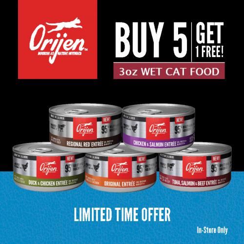 Orijen Buy 5 Get 1 Free Wet Cat Food @ Sunset Feed Miami